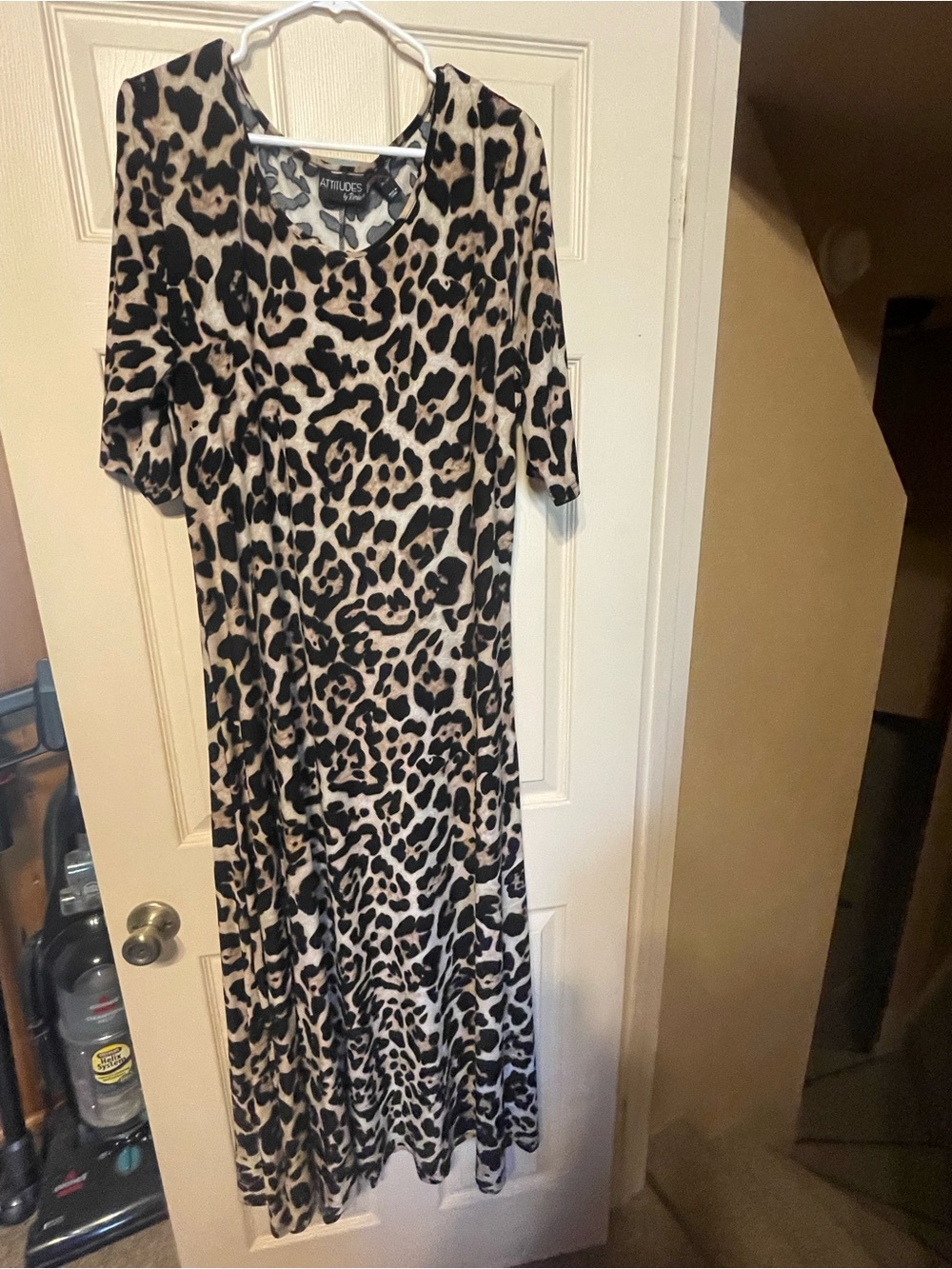 Attitudes by Renee Leopard Print Maxi Dress in Black and Cream